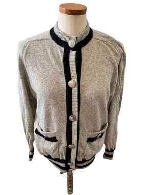 Vintage Liz Claiborne Lambswool Collegiate Cardigan Sweater Gray S